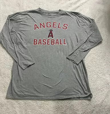 Los Angeles Angels Men T-Shirt 2XL Gray Baseball Logo Graphic Long Sleeve MLB • $10.49