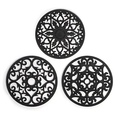 £8.99 • Buy Silicone Trivets - Set Of 3 Black Pan Stands For Worktops & Saucepans | Pukkr