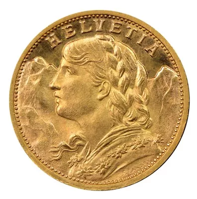 Lustrous 1935 L B Swiss Gold 20 Francs Helvetia Coin AU-BU AirTite Coin Capsule • $435