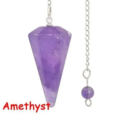Natural Stone Crystal Pendulum Hexagonal Reiki Chakra Healing Pendant • $3.49