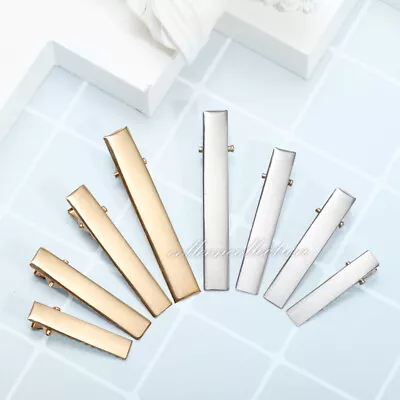 UP 100x DIY Hair Clips Alligator Silver Gold Blank Metal Accessories Kids Women • $6.93