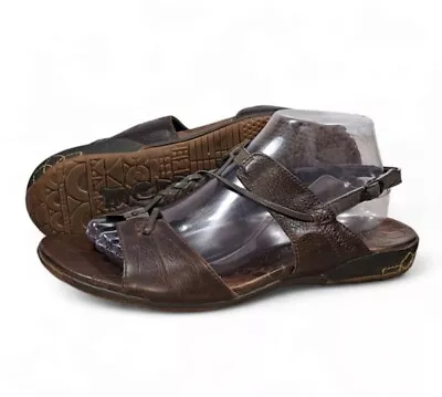 Merrell Micca Mahogany Brown Leather Braided T Strap Slingback Sandals Women's 9 • $14.45