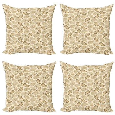 Beige Pillow Cushion Set Of 4 Paisley Oriental Persian • £22.99