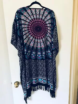 Womens One Size Caftan  100% Rayon Multicolour • $18