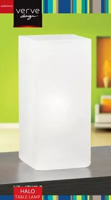£14.99 • Buy Frosted Glass Table Bedside Lamp Light Rectangular Tube Verve Design Halo 22cm