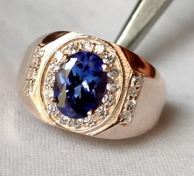 Solid 14k Yellow Gold 1 Ct Oval Cut Natural Blue Sapphire Men's Engagement Ring • $944.96