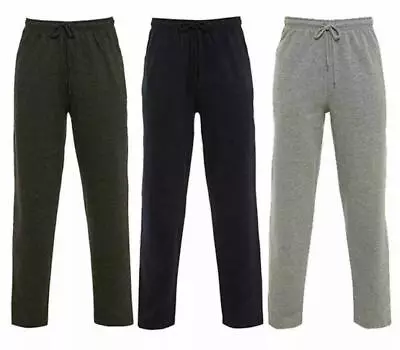 Mens Casual Jogging Bottom Open Hem Fleece Joggers Zip Pockets Trousers UK S-5XL • £11.99