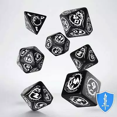 Q-Workshop Dragons Dice Set (7) Black/White D&D RPG • $5