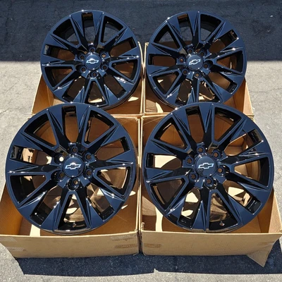 $1760 • Buy 20  Chevy Silverado Tahoe Z71 Factory Wheels Rims Gloss Black OEM GLOSS BLACK