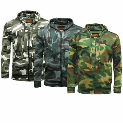 Camouflage Full Zip Hooded Fleece Hoodie Top • £16.95