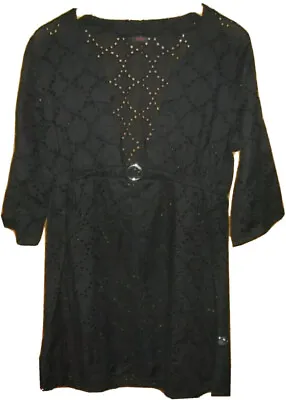 Echo Design Womens Dress Cover Beach Eyelet Cotton Black Size Medium • $14.99