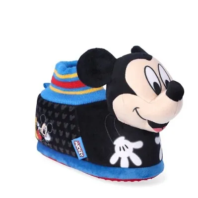 Disney Mickey Mouse Boys Slippers Sz 11-12 Skid Resistant Soles • £6.41