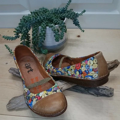 £28.83 • Buy ART Company Bye Bye Suela Leather Flats Mary Jane Shoes Button Print 8/38 Spain
