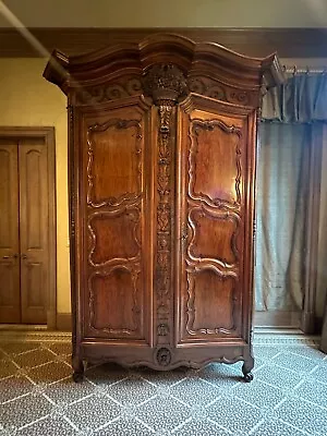 Antique French Oak Wood Normandy Wedding Armoire/Wardrobe • $18000