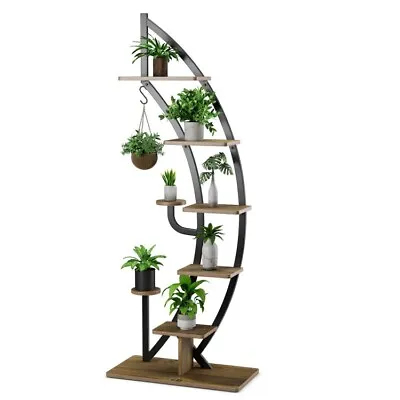 6-Tier Metal Plant Stand Rack 9 Potted Curved Stand Holder Display Shelf W/ Hook • $78.99