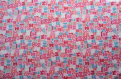 Numbers On Pink Cotton Fabric Makower. Various Lengths. Sewing Patchwork Craft • £1.99