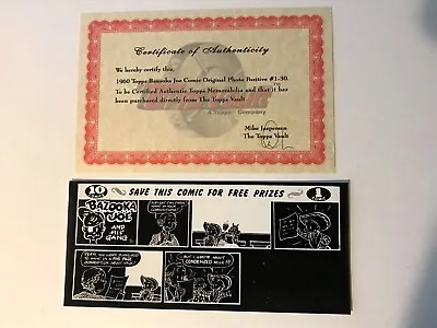 Vintage Topps Vault 1960 Topps Bazooka Joe Comic Original Photo Positive # 1-130 • $25