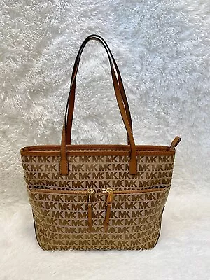 Mk Michael Kors Signature Jacquard Jet Set Monogrammed Shoulder Tote Bag • $65