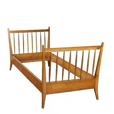 Vintage 1950s Single Bed Oak Wood Structure Italy • £675