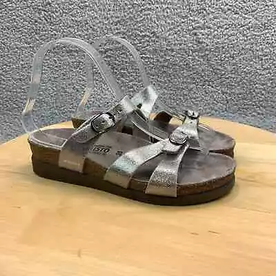 Mephisto Hannel Sandals Womens Size 5 Metallic Leather Slides Comfort Shoes • $31.20