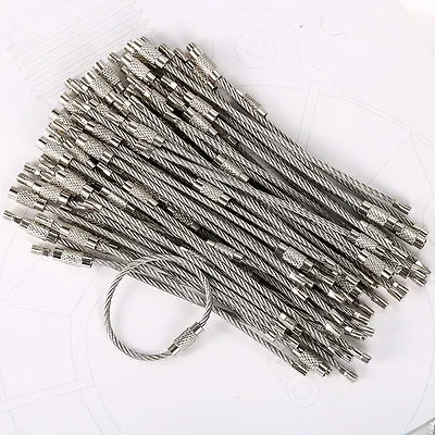 100PCS 4  10cm Stainless Steel Wire Cable Keychain Key Chains Rings Bulk US • $17.98