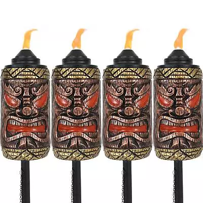 Resin/Metal 3-in-1 Tiki Face Outdoor Lawn Torch - Set Of 4 By Sunnydaze • $119