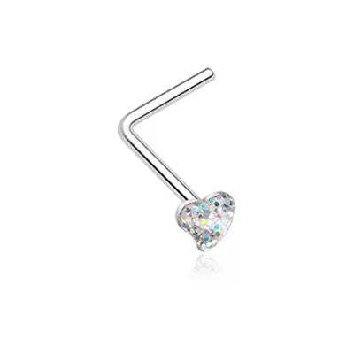 Heart Glitter Sparkle L-Shaped Nose Ring • $9.99