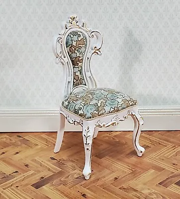 JBM Dollhouse Dressing Or Vanity Chair White Gold 1:12 Scale Miniature Furniture • $70