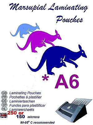 A6 Laminating Pouches GLOSS 150-300 Micron Hot / Cold Self Sealing (no Laminator • £2.99