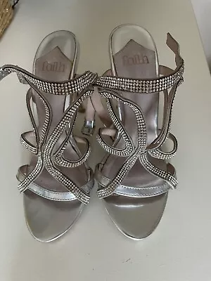 Faith Silver Diamonte Strap Sandals Size 3 • £4.50