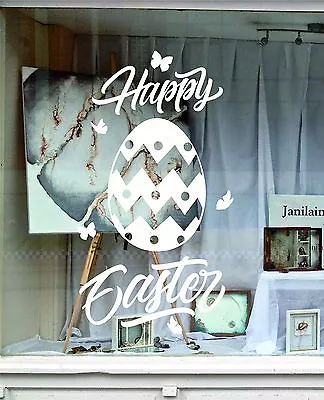 Happy Easter Shop Window Display Retail Sticker Bunny Decal Vinyl Removable • £18.28