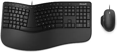 Microsoft Ergonomic Desktop - Black - Wired Comfortable Ergonomic Keyboard And • $131.01