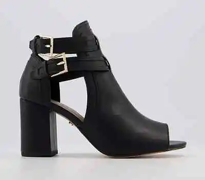 £25 • Buy Office Shoe Boot Size UK 5 Magenta Cutout Detail Block Heal Buckle - Black