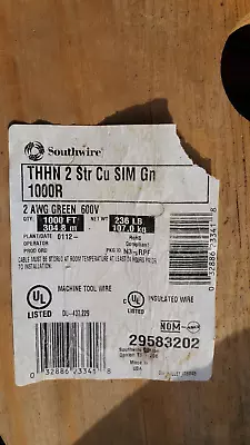 Southwire #2 THHN Copper Stranded Green Wire Sold As 80 FT. • $125