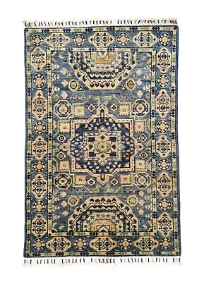 AFGHAN TRIBAL RUG - Afghani Handmade Kazak Area Rug Hand-Knotted Rug - Golden • £240.99