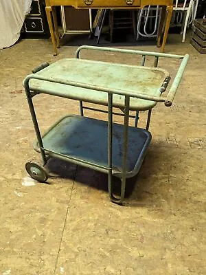 Rare Art Deco Kitchen Serving Rolling Cart Trays Metal Antique Vintage Steel Old • $99