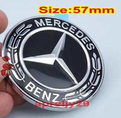 $19.99 • Buy 57mm Mercedes Benz Black Bonnet Badge Hood Emblem Sticker Fit Most GL C E S