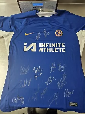 Chelsea FC Womens-23/24 GENUINE SIGNED Home Football Shirt.Signed By 16 Players • £150