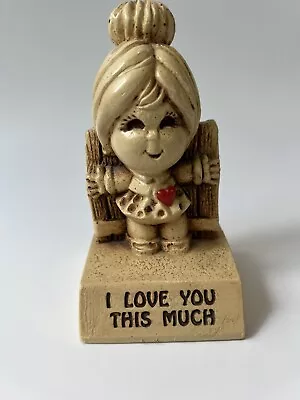 Vintage 1972 I LOVE YOU THIS MUCH 5  Figurine USA Paula Red Heart Hug W-265 • $8.99