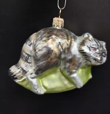 Hand Painted European Glass Christmas Ornament - Raccoon Wildlife Forest Animal • $12.95