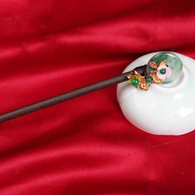 $14.74 • Buy Vintage Hair Pin Round Jade & Flower Hair Stick Vintage Hair Chopsticks Hairpin