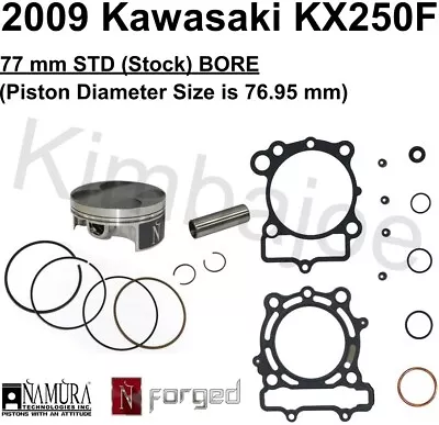 2009 Kawasaki KX 250 F 77 Mm STD Stock BORE Forged Moly Piston Kit Rebuild • $158.34