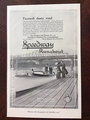 1914 Original Vintage Print Ad Speedway Runabout Boat • $10.99