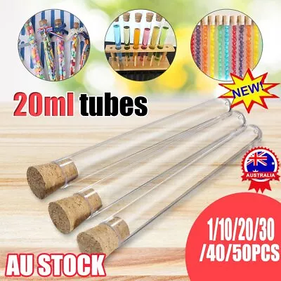 1~50X Test Tubes With Cork Plastic Stoppers Clear Candy Party Wedding Storage TL • $5.46