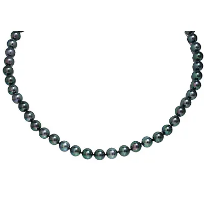Akoya Pearl Necklace 7.5 - 8 MM Black Green 18  14k Gold • $680
