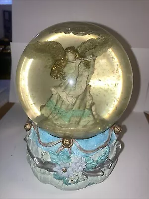 Angel Snow Globe Music Box Gold Angel Base Windup Musical Snowdome • $15