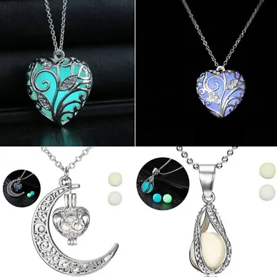 $2.71 • Buy Heart Love Moon Steampunk Luminous Glow In The Dark Pendant Necklace Women Gift