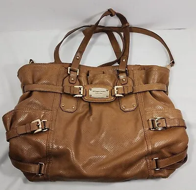 Michael Kors Mk Gansevoort Large Tote Bag Brown Leather - Authentic • $37.41