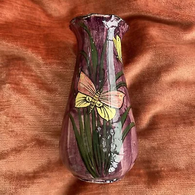 Vintage Longpark Pottery Torquay Small Butterfly Vase • £12.50