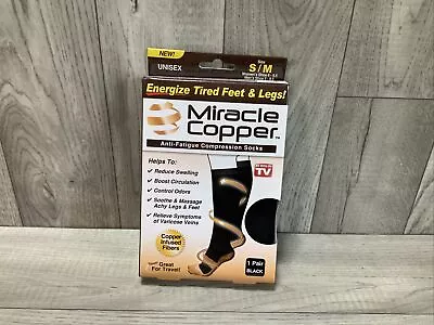 Miracle Copper Unisex Anti Fatigue Compression Socks Black S/M - NEW • $14.99